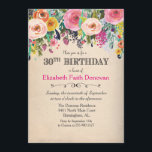 Invitation Florale Aquarelle 30e Anniversaire<br><div class="desc">Illustrations de www.createthecut.com</div>