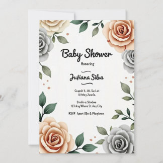 Invitation florale baby shower