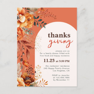 Invitation florale blanche pour le dîner de Thanks