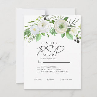 Invitation Florale Blanche Simple Élégante