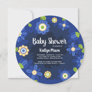 Invitation florale bleue de baby shower