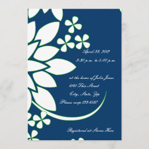 Invitation florale bleue et blanche de Fête de la