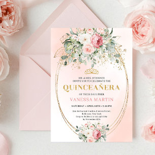 Invitation florale Boho rose pour Quinceañera