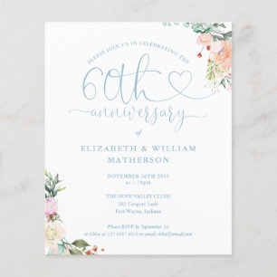 Invitation florale cœur pour le 60e anniversaire B
