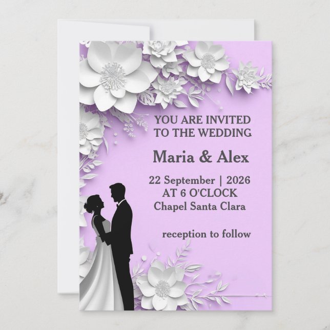 ✨ Invitation Florale d'Amour Pour les Invités de M (Devant)
