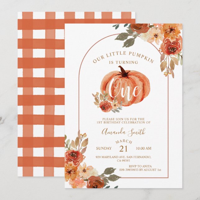 Invitation florale d'anniversaire Boho Arch automn (Devant / Derrière)