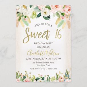 Invitation florale d'anniversaire de Boho de