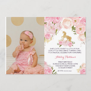 Invitation florale d'anniversaire de licorne