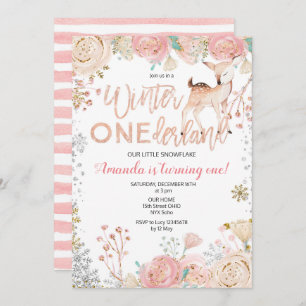 Invitation florale d'anniversaire de neige