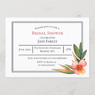 Invitation florale d'aquarelle chic