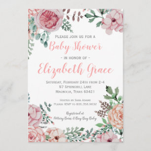 Invitation florale de baby shower