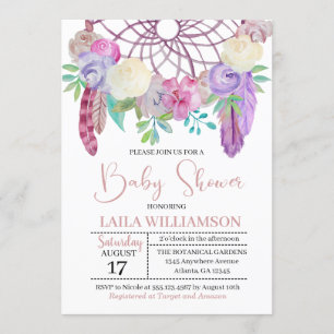 Invitation florale de baby shower de Boho