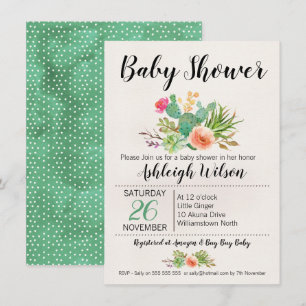 Invitation florale de baby shower de cactus