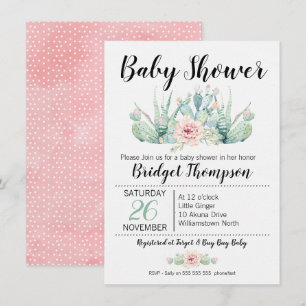 Invitation florale de baby shower de cactus de