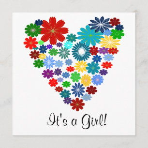 Invitation florale de baby shower de coeur de