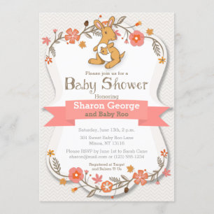 Invitation florale de baby shower de kangourou