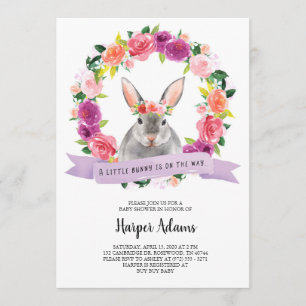 Invitation florale de baby shower de lapin de