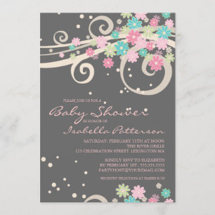 Invitation florale de baby shower de remous de