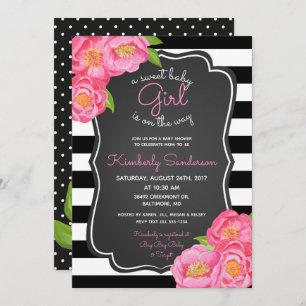 Invitation florale de baby shower de rose de fille