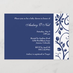Invitation florale de baby shower de vigne de bleu