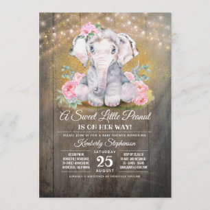 Invitation florale de baby shower d'éléphant de