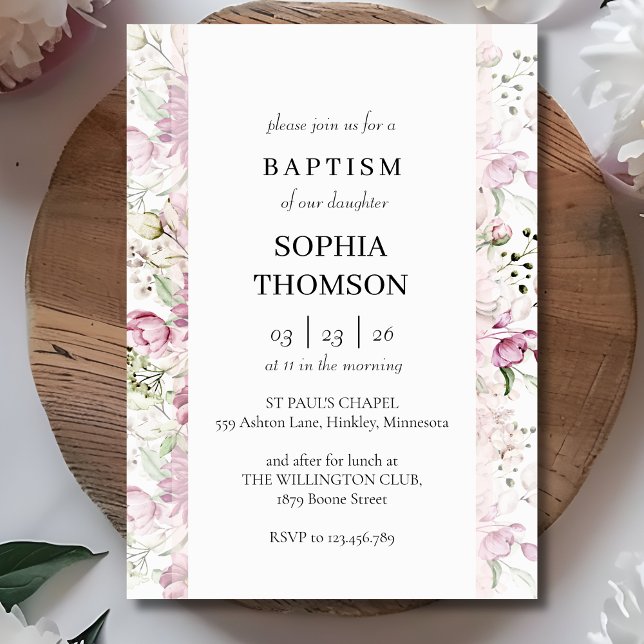 Invitation florale de baptême (Créateur téléchargé)