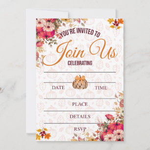 Invitation Florale de Citrouille d'Automne