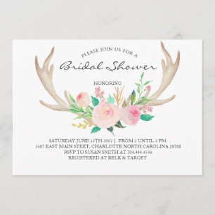 Invitation florale de douche de boho d'andouiller