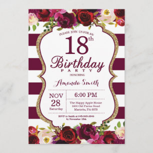 Invitation florale de fête d'anniversaire de