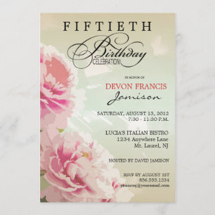 Invitation florale de fête d'anniversaire de