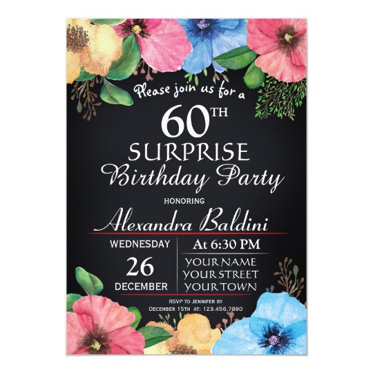 INVITATION FLORALE DE FÊTE D'ANNIVERSAIRE DE