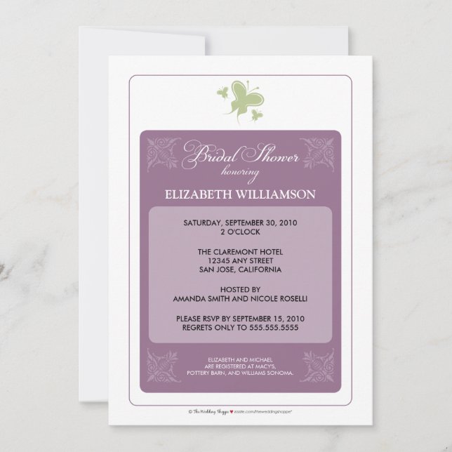 Invitation florale de Fête de la mariée de coeurs (Devant)