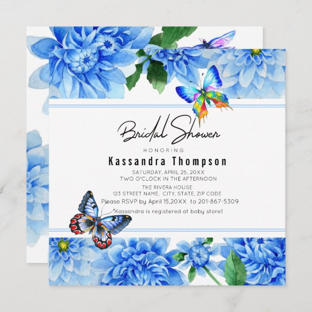 Invitation florale de Fête de la mariée de dahlia (Devant / Derrière)