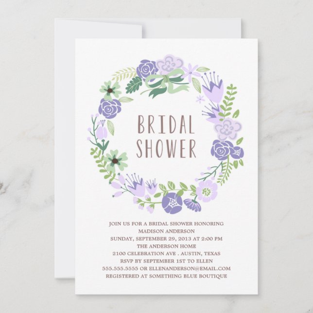 Invitation florale de Fête de la mariée de la (Devant)