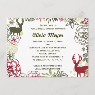 Invitation florale de Fête de la mariée de Noël de