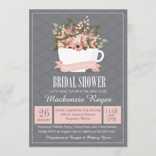 Invitation florale de Fête de la mariée de tasse