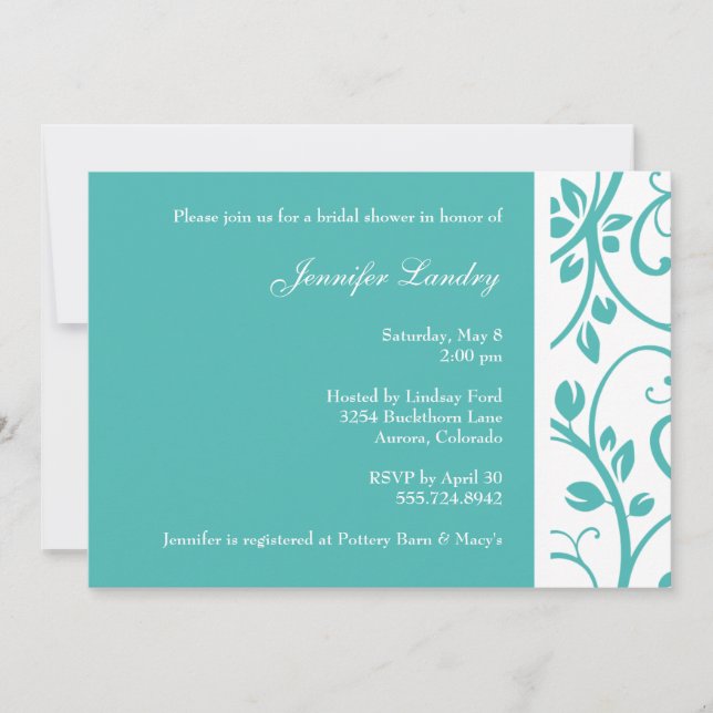 Invitation florale de Fête de la mariée de vigne (Devant)