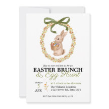 Invitation florale de lapin de Pâques pour brunch