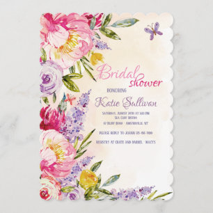 Invitation florale de lilas et de pivoines