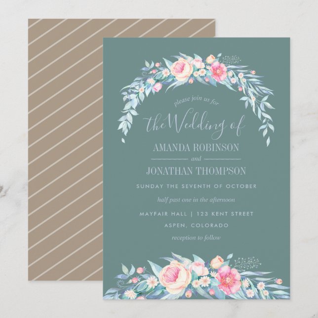 Invitation florale de mariage printanier aux coule (Devant / Derrière)