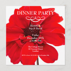 Invitation florale de partie de dahlia rouge