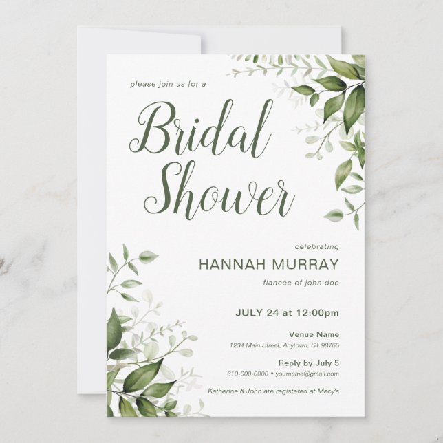 Invitation florale de printemps avec verdure (Devant)