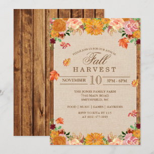Invitation Florale de Récolte d'Automne
