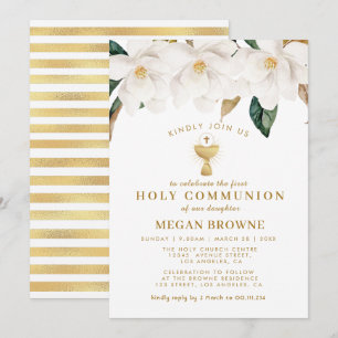 invitation florale de sainte communion de magnolia