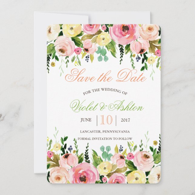 Invitation florale de sauvegarde de la date (Devant)