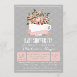 Invitation florale de thé de baby shower de tasse