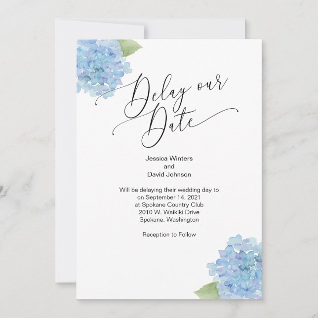 Invitation florale d'hortensia pour reporter notre (Devant)