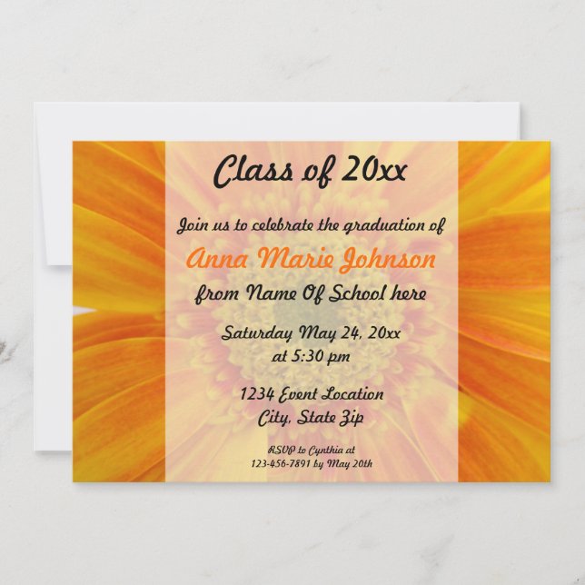 Invitation florale d'obtention du diplôme de (Devant)
