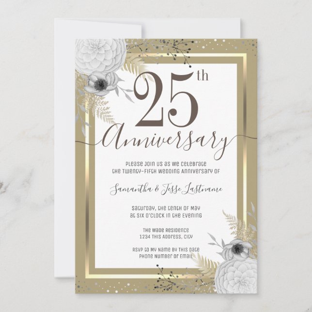 Invitation florale du 25e anniversaire du Mariage (Devant)