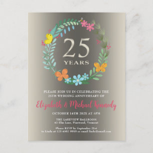 Invitation florale du 25e anniversaire du Mariage